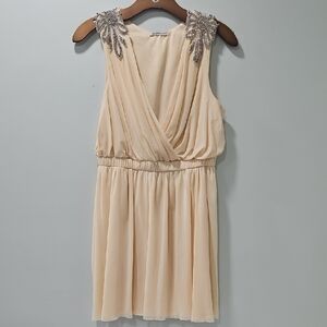 Charoltte Russe Chic Cream Dress with Embellished Shoulders